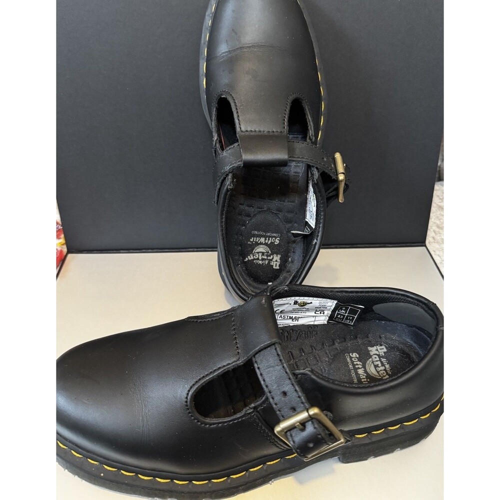 Dr Martens Shoe Women Sz11 Polly Slip Resistant Mary Jane Soft Toe Work Black